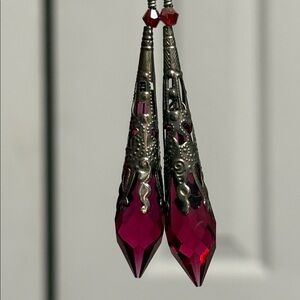 Elegant Red Drop crystal dangle Earrings